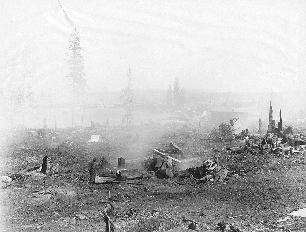 1886: This photo was taken from what is today Hastings and Seymour, looking back towards early Vancouver. (Vancouver Archives)
