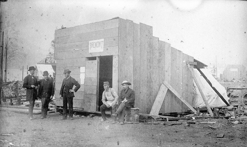 1886: After almost all of Vancouver was destroyed in the fire rebuilding began within hours. (Vancouver Archives)