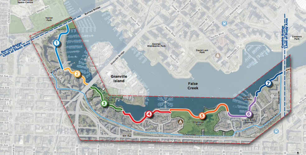 Separated bike lanes and pedestrian paths planned for South False Creek seawall
