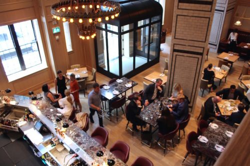 Looking down into the main dining area (Lindsay William-Ross/Daily Hive)