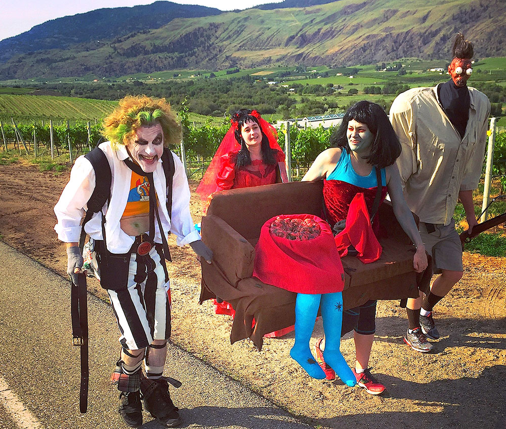 Runners getting Beetlejuiced on the road at the Half-Corked Marathon (Adrian Brijbassi)