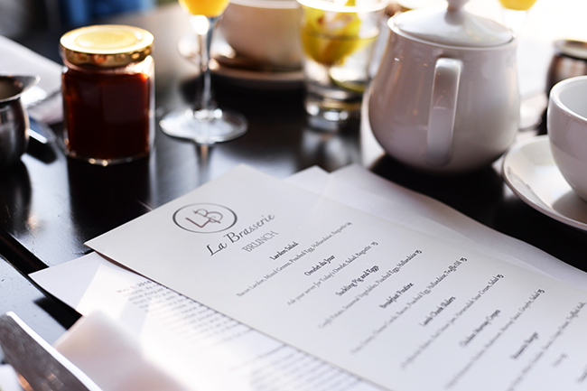 Brunch menu at La Brasserie (Jess Fleming / Daily Hive)