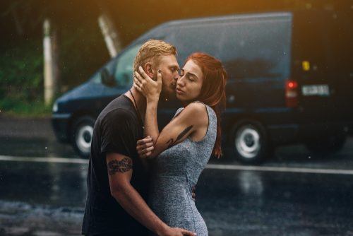 Couple in the rain 