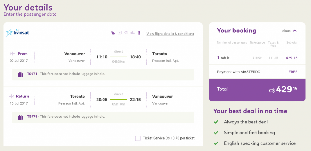 Toronto Vancouver flights