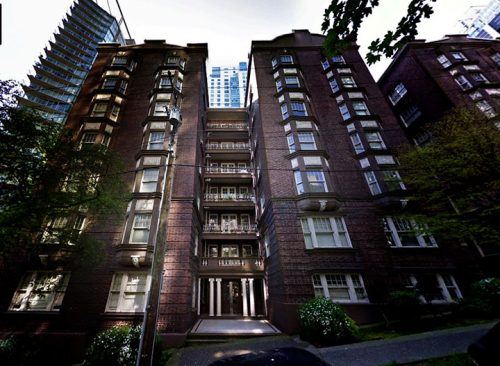 Built in 1911, 610 Jervis Street opened as The Felix and later became The Banffshire. Before that, a house stood on this site with the address 1284 Melville Street, where Thomas Jackson died a mysterious death. Photo from Google Streetview. 