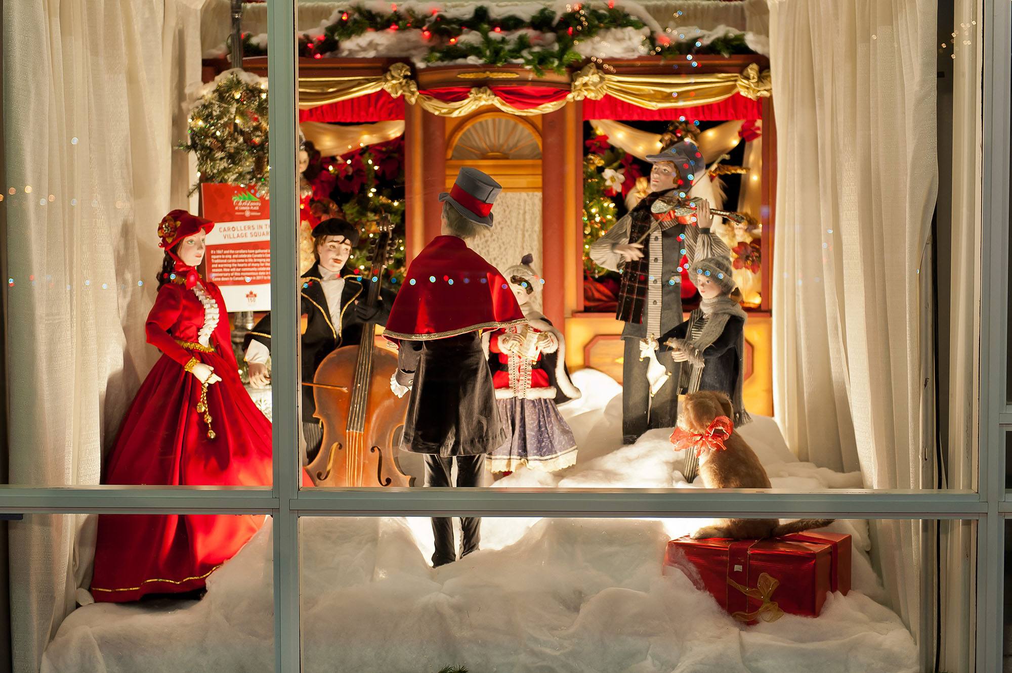 The Woodward's Windows displayed for Christmas at Canada Place (Port of Vancouver)