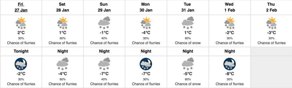 toronto food forecast