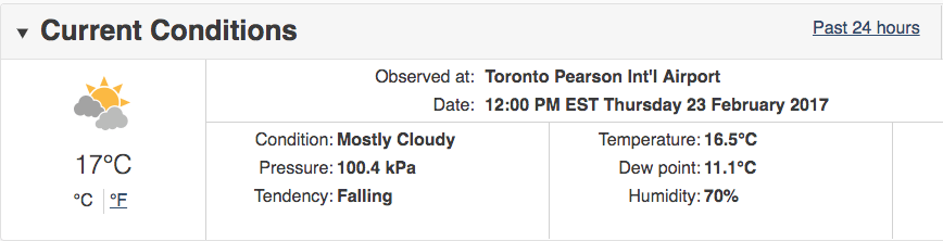 Toronto weather record