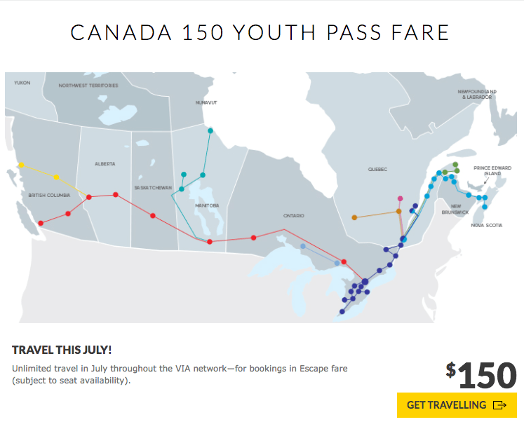 VIA Rail Canada 150 youth pass