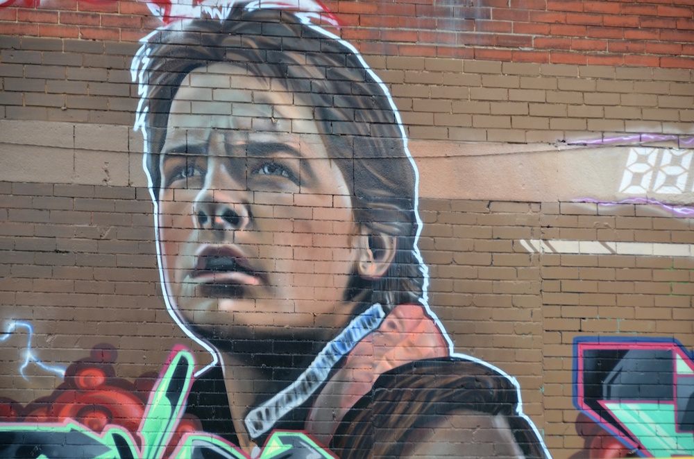 Michael J Fox painting in Montreal, Canada (Meunierd/Shutterstock)