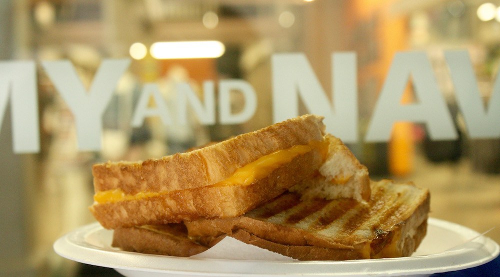 There is a cafeteria inside Army and Navy where grilled cheese sandwiches are $1.75