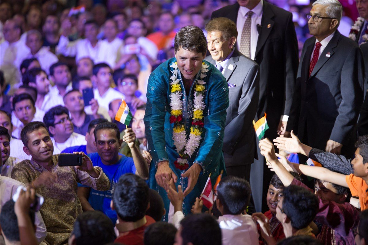 Trudeau visiting the BAPS Shri Swaminarayan Mandir in Toronto in July 2017 (BAPS Shri Swaminarayan Mandir)