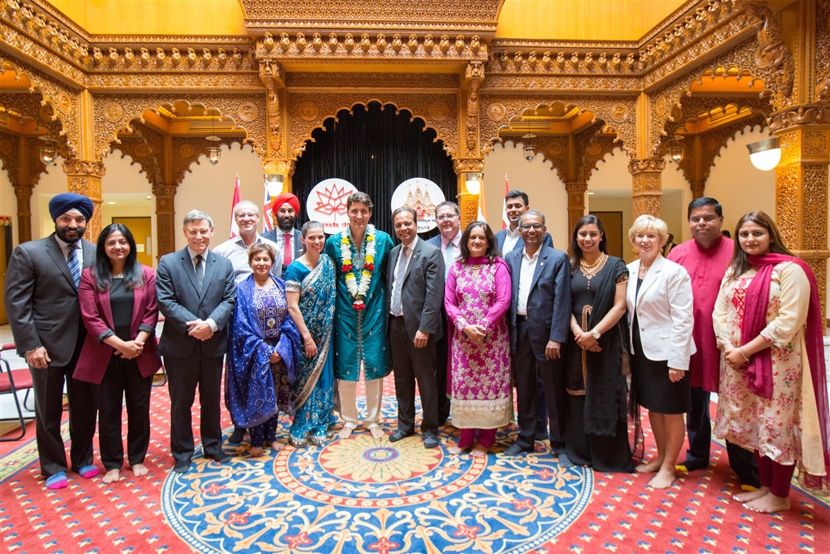 Trudeau visiting the BAPS Shri Swaminarayan Mandir in Toronto in July 2017 (BAPS Shri Swaminarayan Mandir)