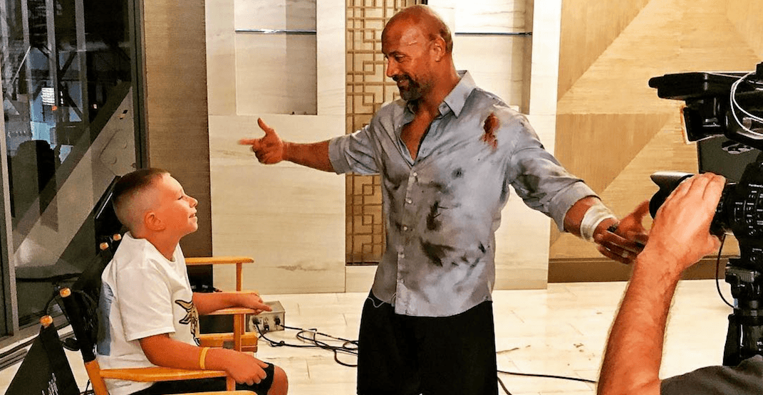 The Rock meets 10-year-old 'hero' on Vancouver movie set (PHOTOS)