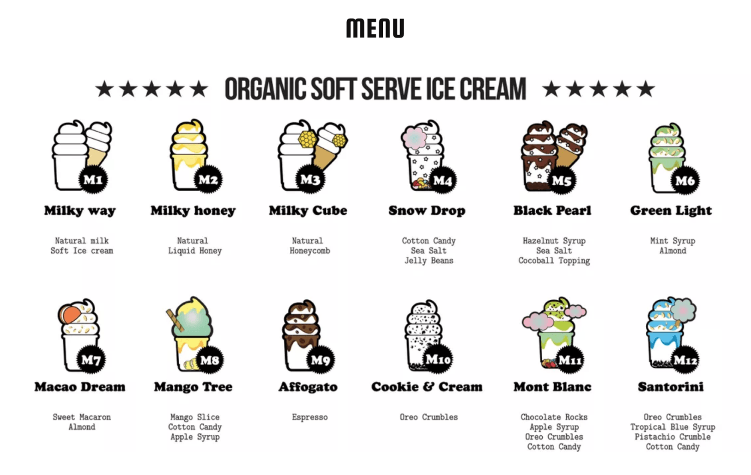 milkcow ice cream menu