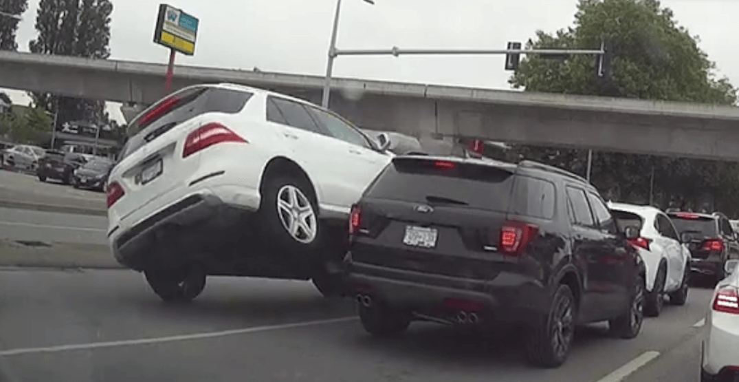 Dashcam captures awkward vehicle collision in Richmond (VIDEO)