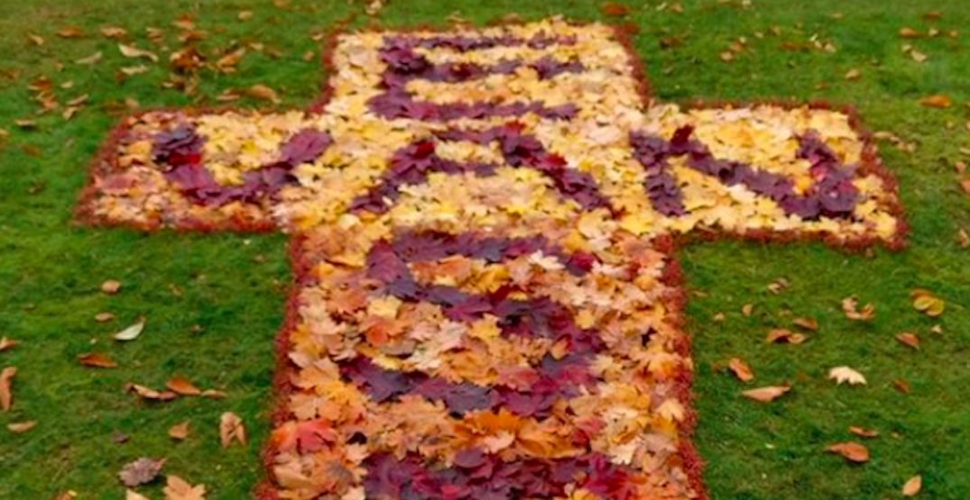 An East Van Cross made out of leaves appeared in a park this week (PHOTOS)
