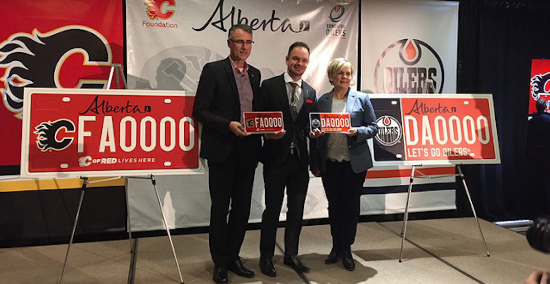 Alberta hockey fans can now sport Flames, Oilers licence plates
