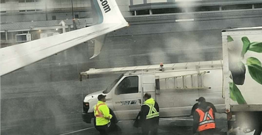 Westjet flight grounded after plane hits catering vehicle on YVR tarmac