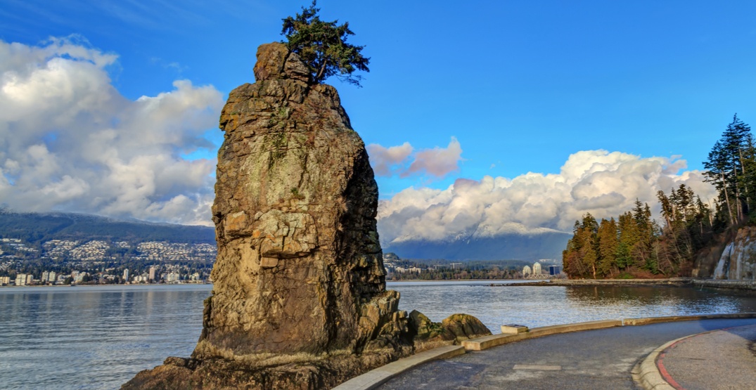 High tides and winds have closed a section of the seawall today