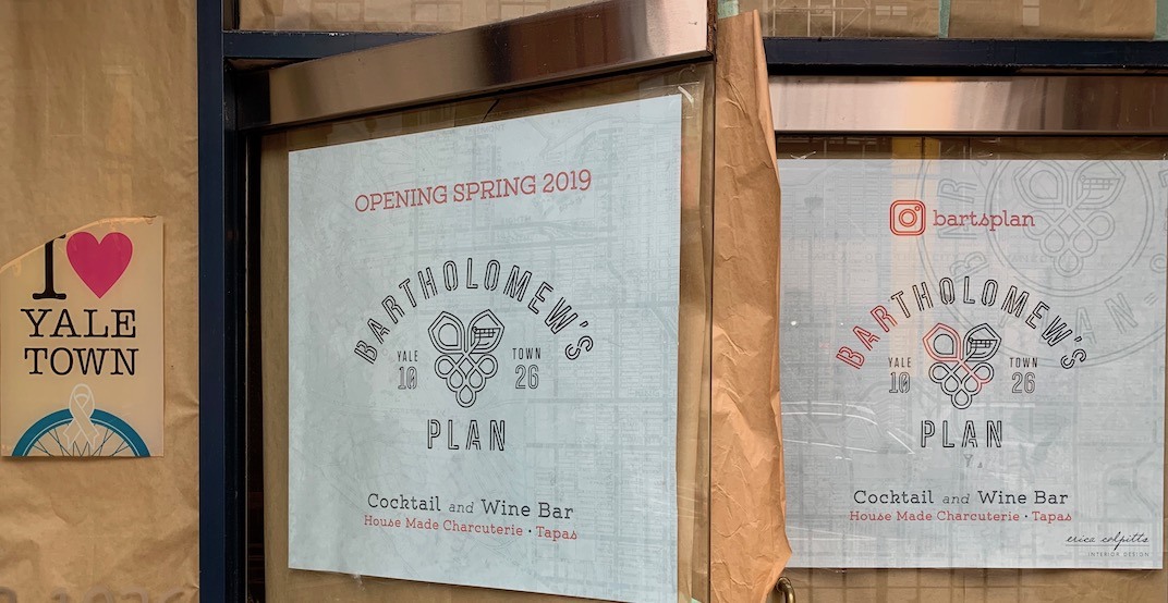 Vancouver's new cocktail and charcuterie bar 'Bartholomew's Plan' to open this spring