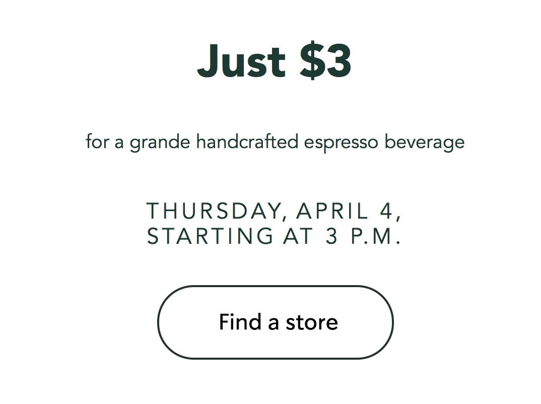 Starbucks Happy Hour April 4