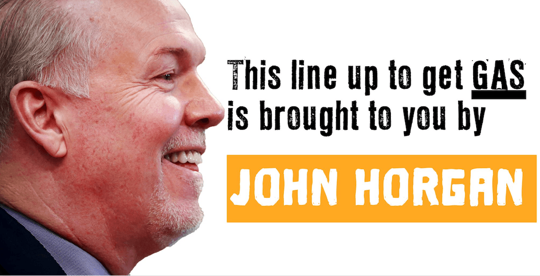 The BC Liberals have put up billboards blaming John Horgan for high gas prices