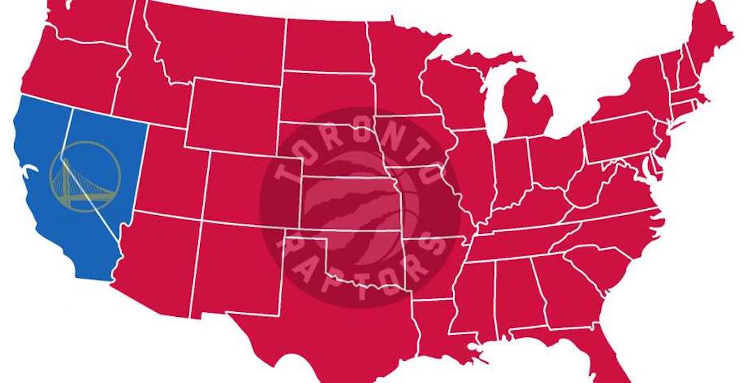 Most of America is cheering for the Raptors too (MAP)