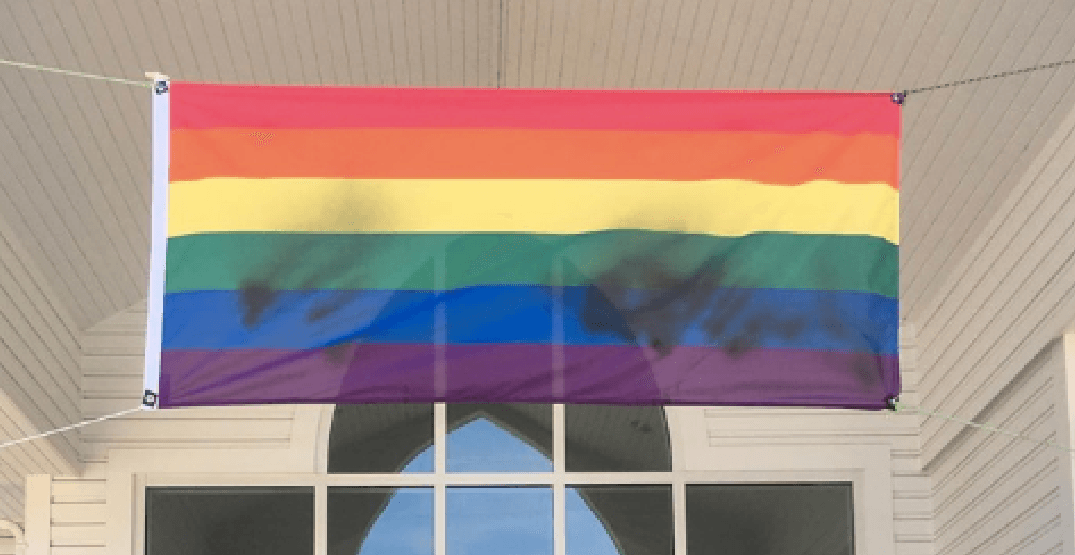Pride flag at Metro Vancouver church vandalized for second time in 12 days