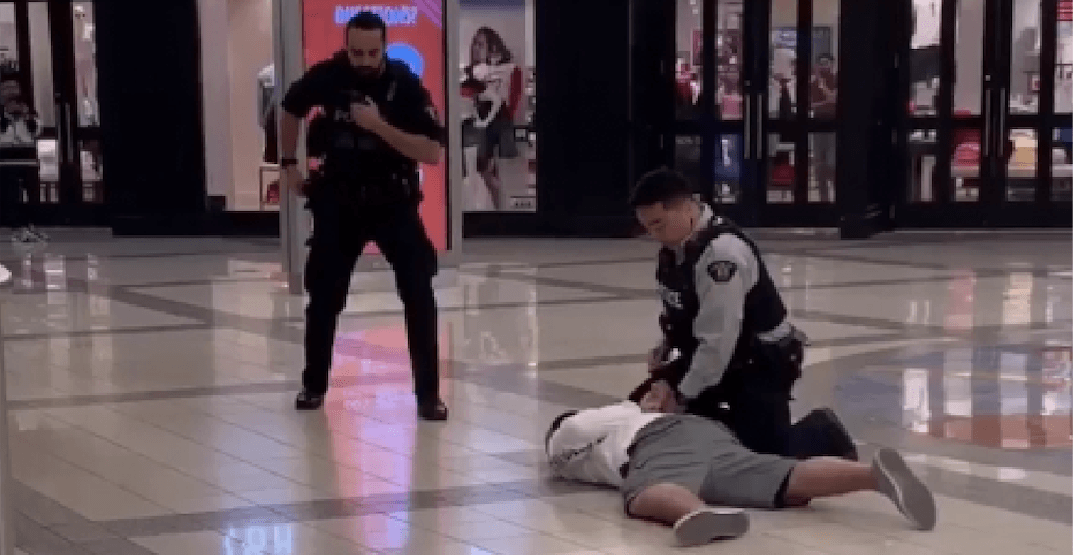 Armed officers take down suspect in needle attacks at Metrotown (VIDEO)