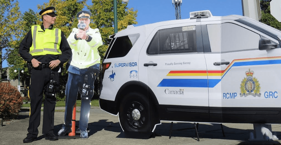 Police in Surrey are using a cutout cop to try and deter dangerous driving