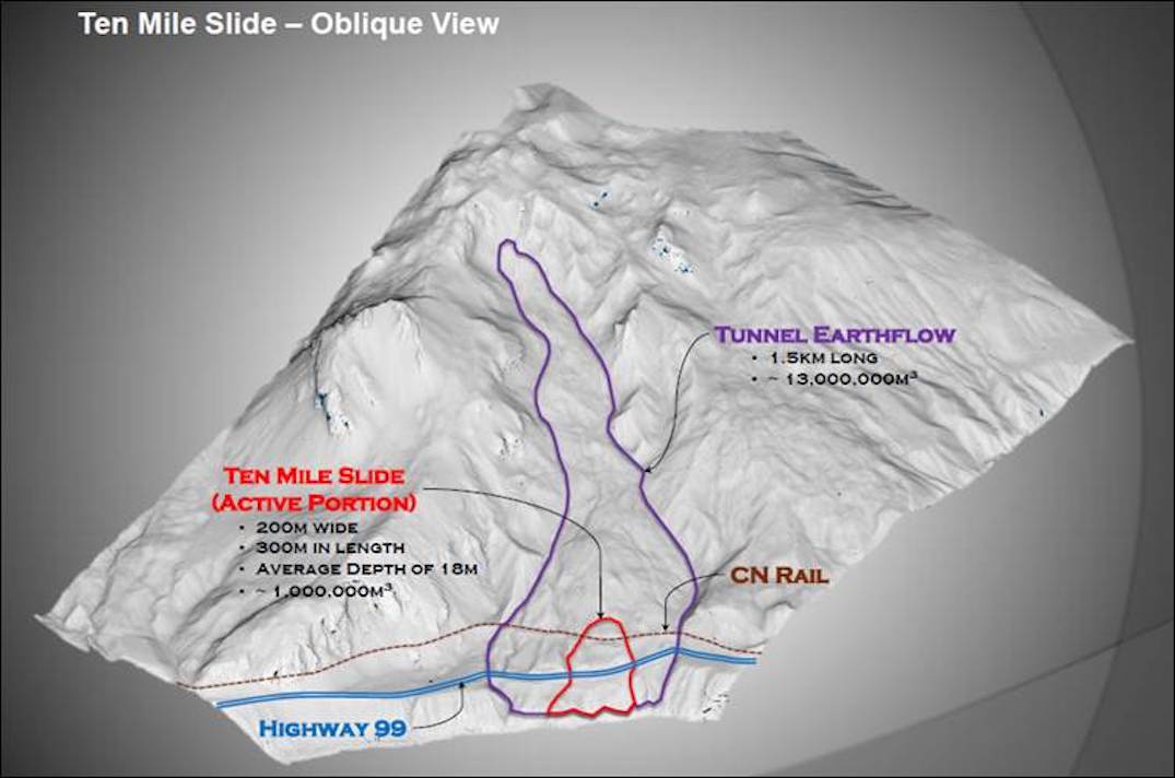 Ten Mile Slide along Highway 99 near Lillooet