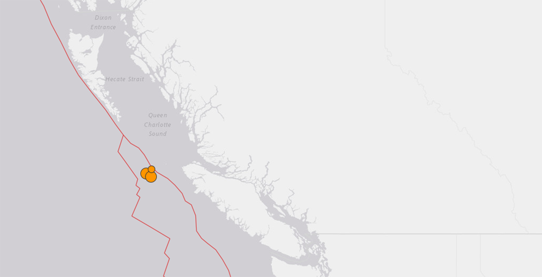 A total of 6 earthquakes shook the BC coast on Monday