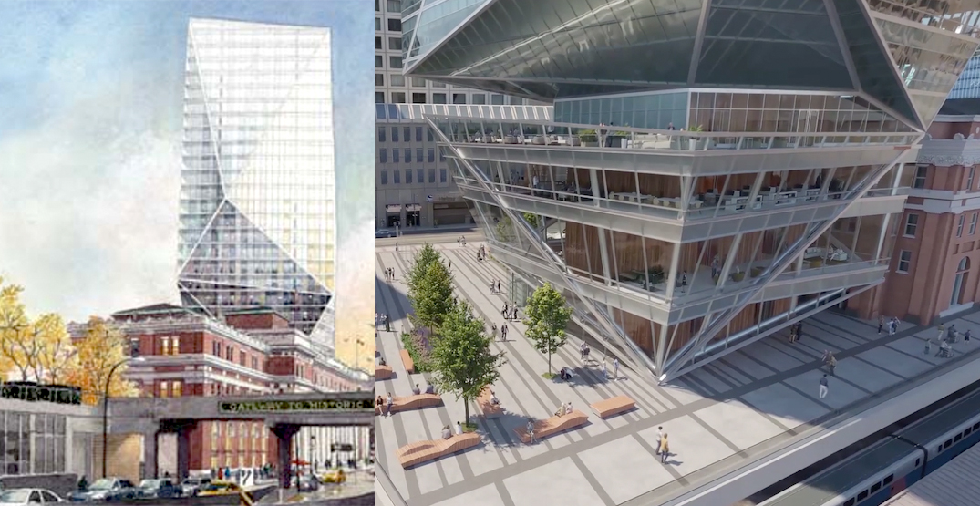 Revised 26-storey crystal office tower proposal for Waterfront Station (RENDERINGS)