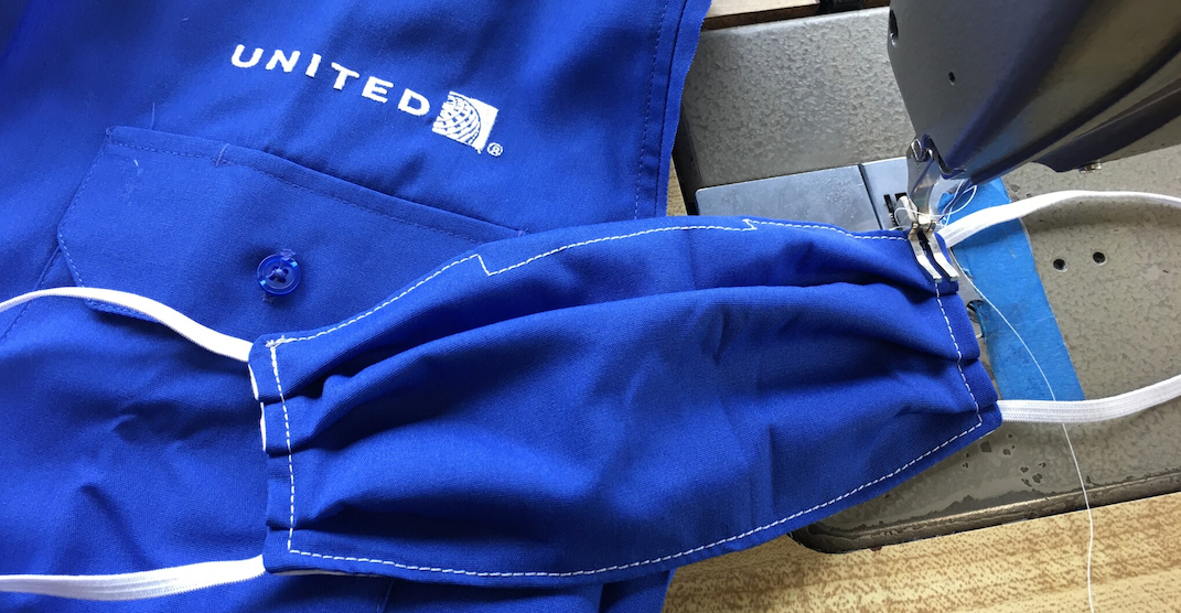 United Airlines is turning old uniforms into face masks