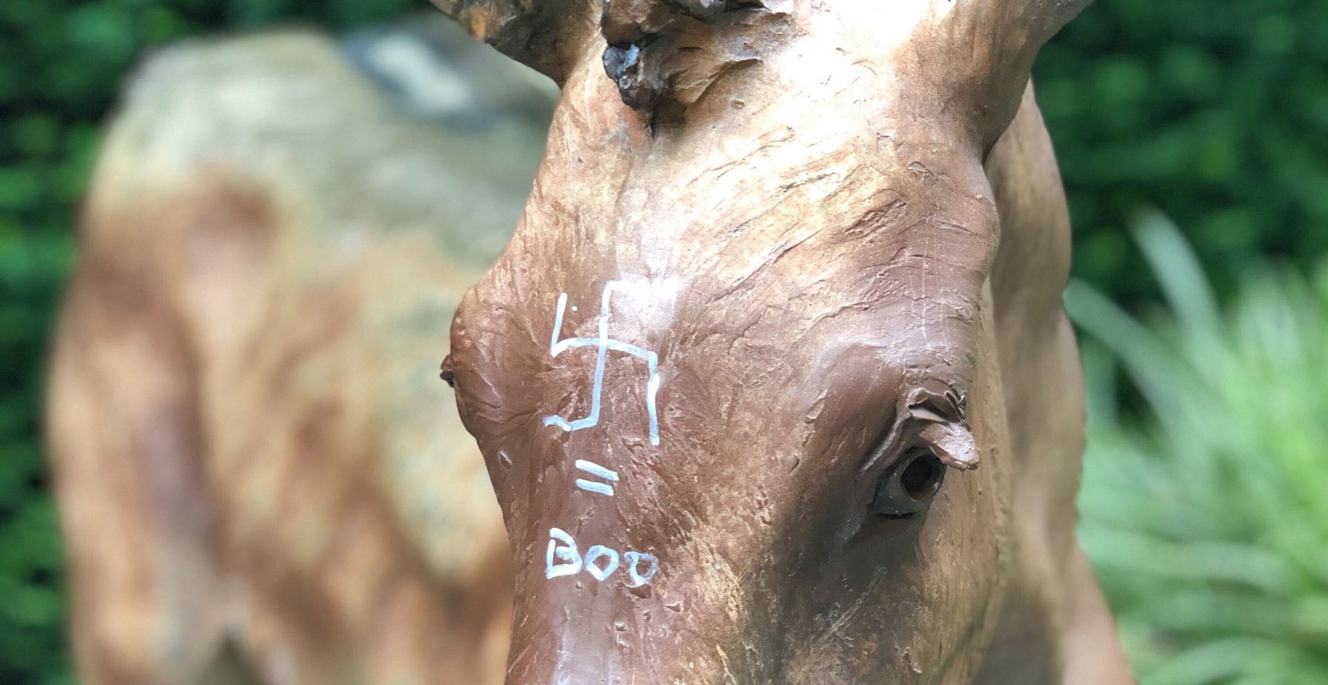 West End horse sculpture defaced with swastika