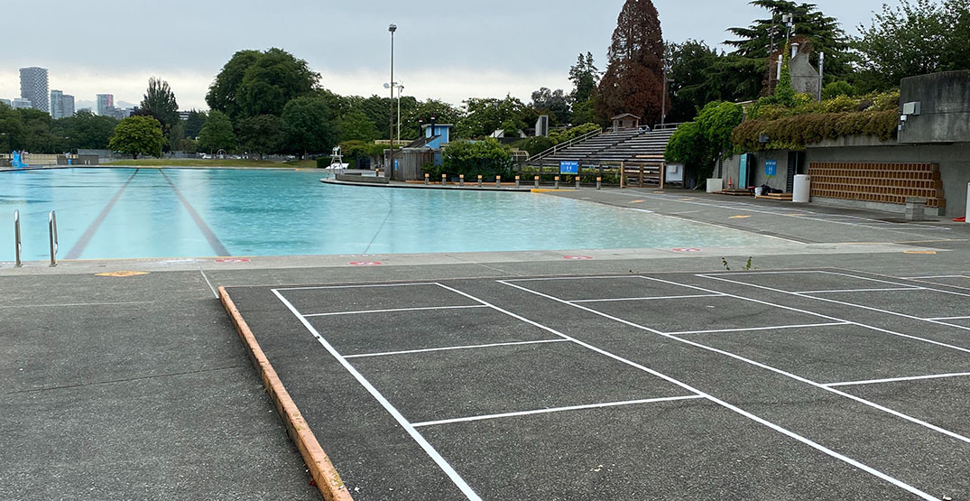 Vancouver's outdoor pools have new physical distancing boxes on deck