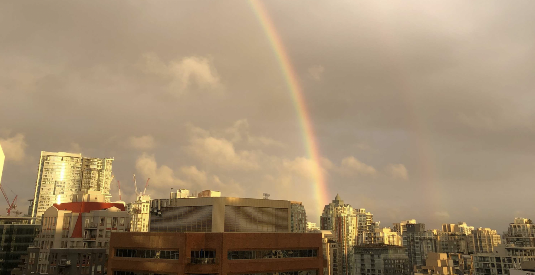 Vancouver was treated to golden skies and a rainbow today (PHOTOS)