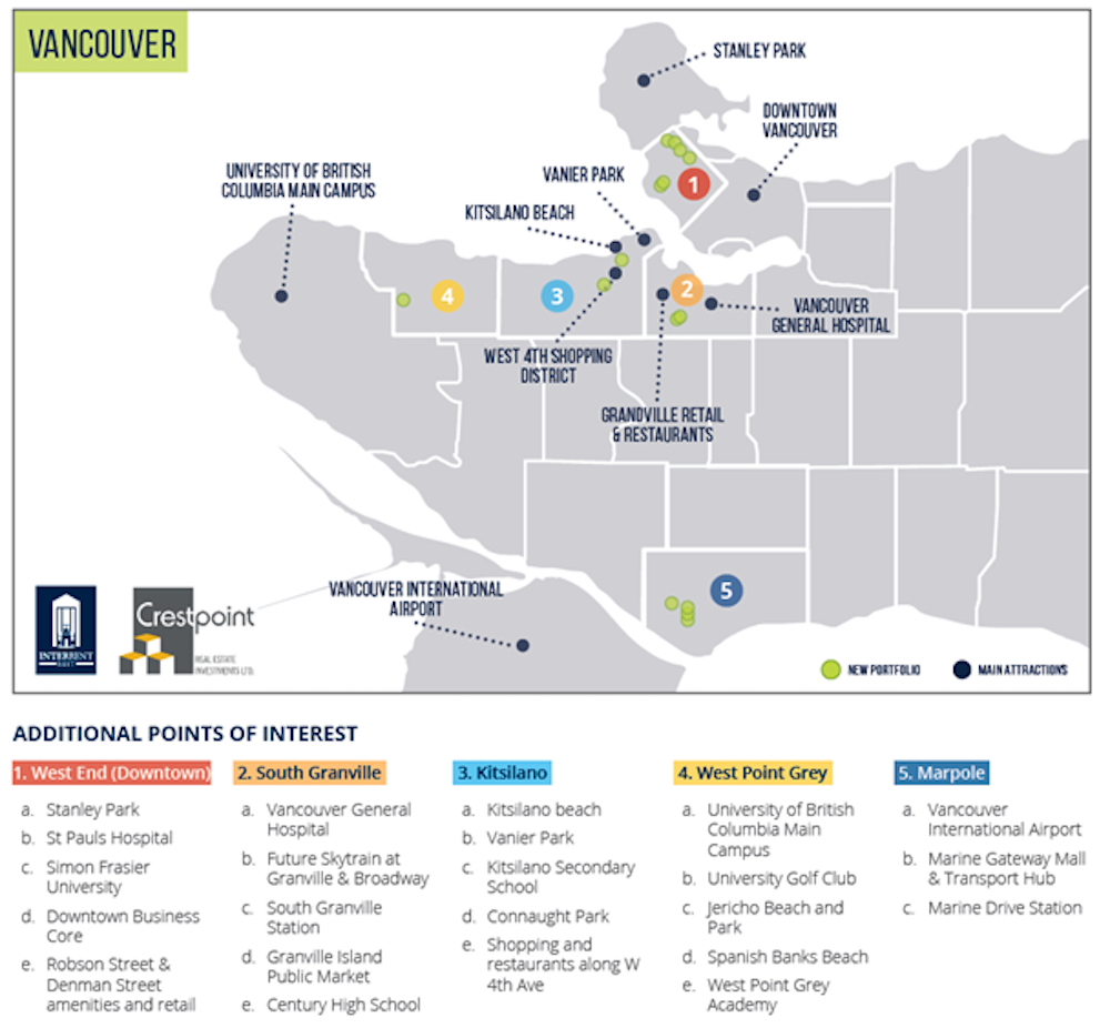 InterRent Crestpoint Real Estate Investment Trust Vancouver map