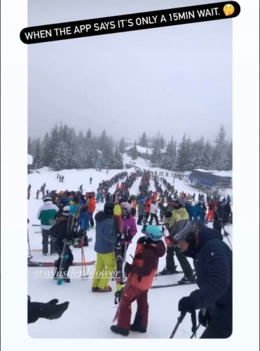 A snapshot of lineups on Whistler Blackcomb posted to a Whistler locals Facebook group.