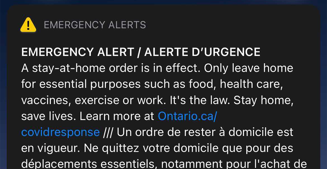 Ontarians just got an emergency alert about the Stay-at-Home order