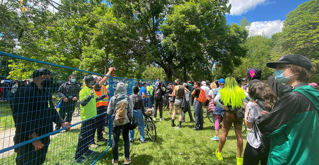 Protesters arrested during homeless encampment evictions at Trinity Bellwoods