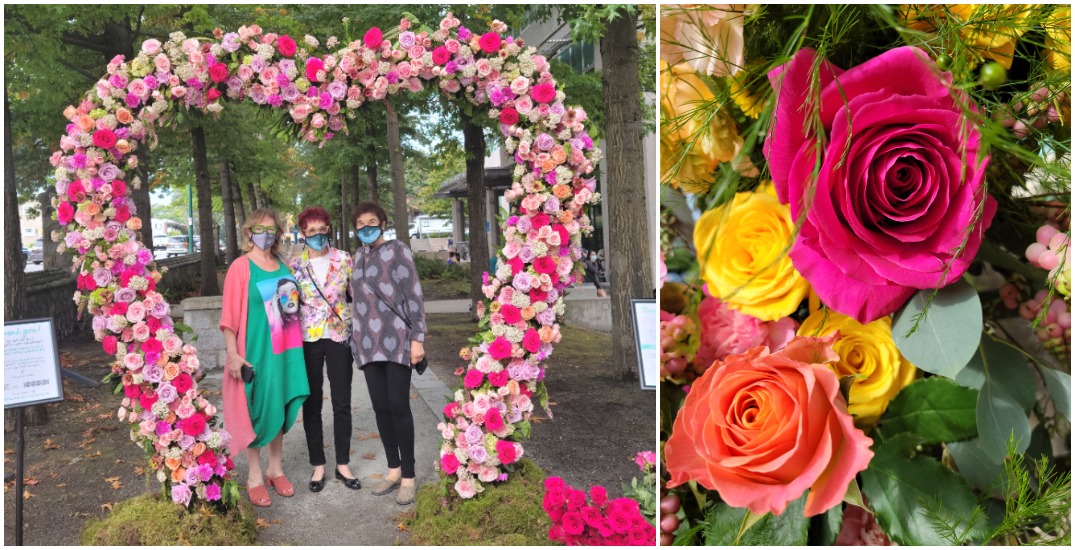 Floral heart displays pop up outside Vancouver hospital after protest
