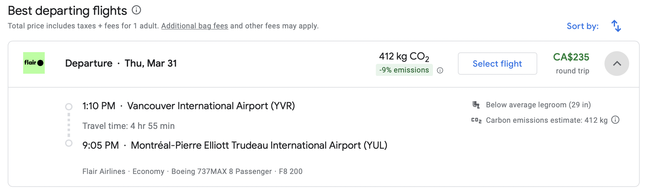 vancouver Montreal flight deal