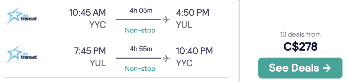 Calgary Montreal flights