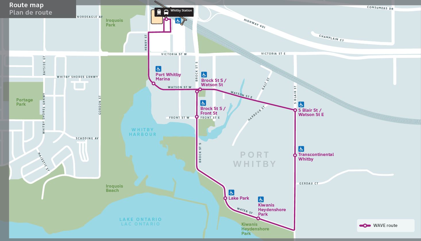 whitby self-driving shuttle bus map