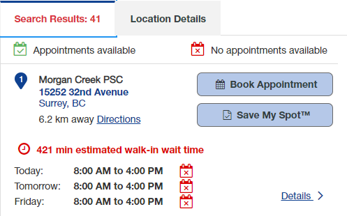 Wait times/Life Labs