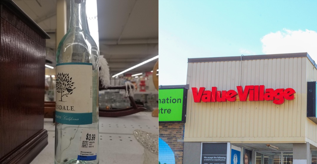 An empty wine bottle selling for $4 at a Value Village has people asking why
