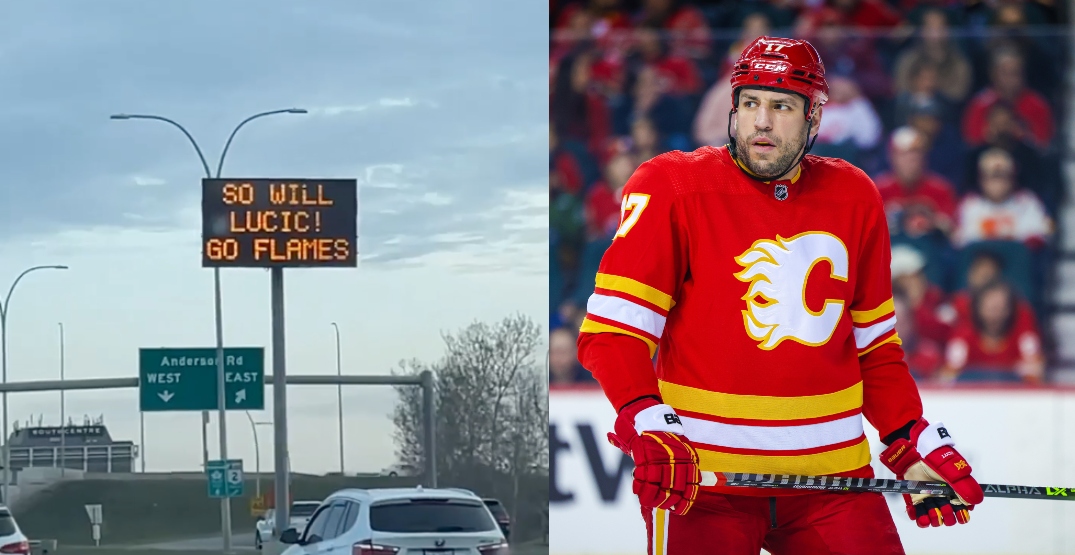 Calgary highway signs use Flames' Lucic to get drivers to "shoulder check" (VIDEO)