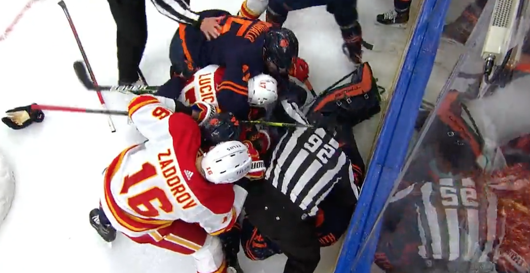 Lucic kicked out of Oilers-Flames playoff game for hit on Smith